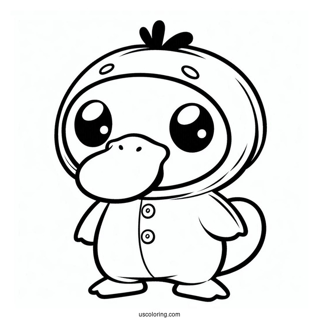 Cute Psyduck Coloring Page In A Onesie For Kids