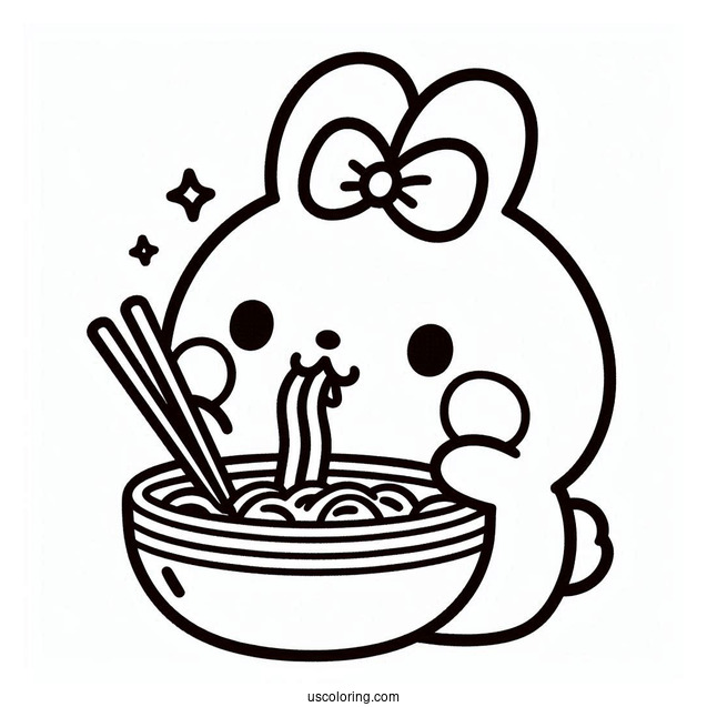 Pompompurin Eating Ramen Coloring Page