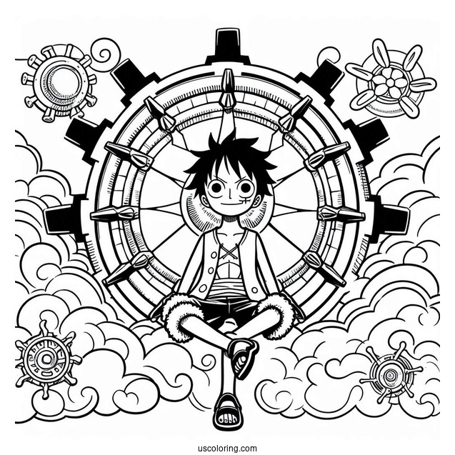 Luffy Coloring Page Boundman Gear In The Sky