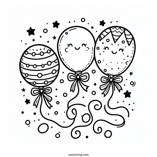 Coloring Page Of Three Balloons