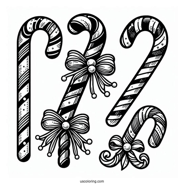Easy Candy Cane Coloring Page For Kids