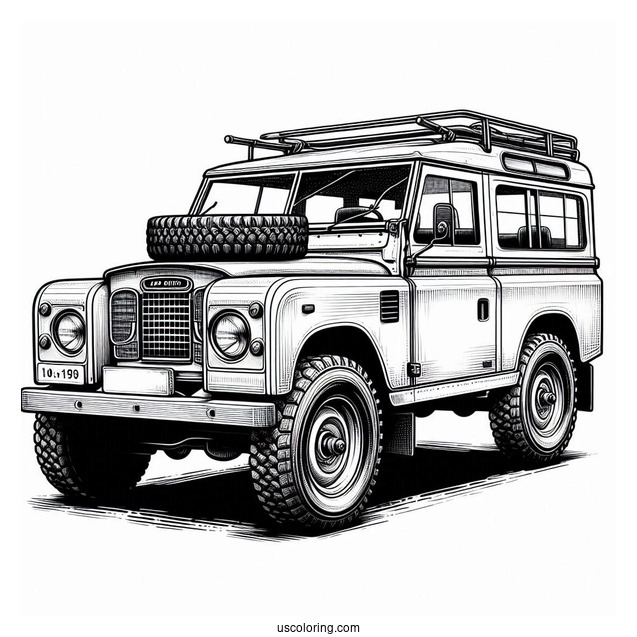 Vintage Land Rover 4X4 Car Coloring Page