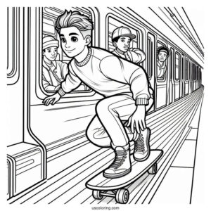 Subway Surfers Coloring Page On The Edge Of A Train