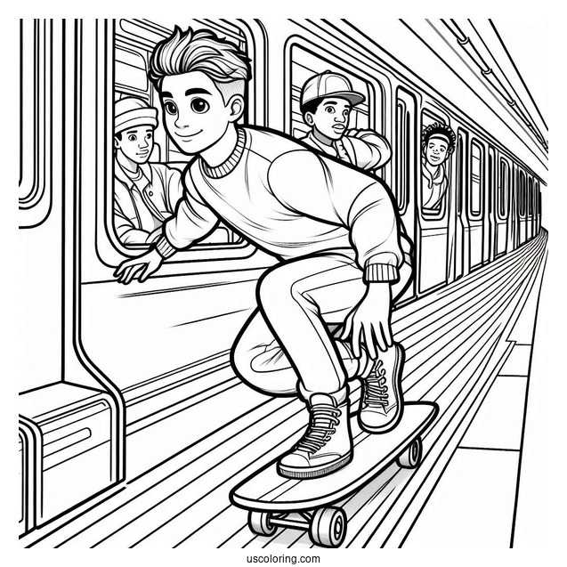 Subway Surfers Coloring Page On The Edge Of A Train