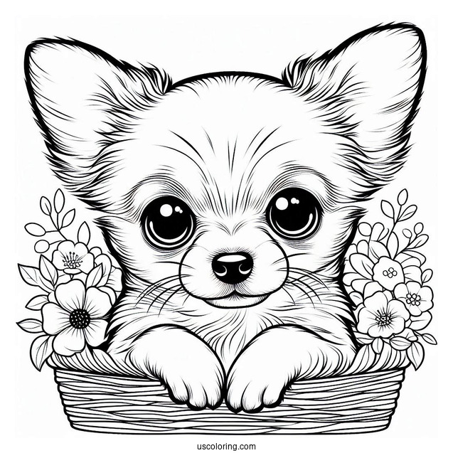 Simple Chihuahua Coloring Page With Big Eyes