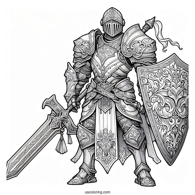 Knight With Intricately Detailed Armor Coloring In