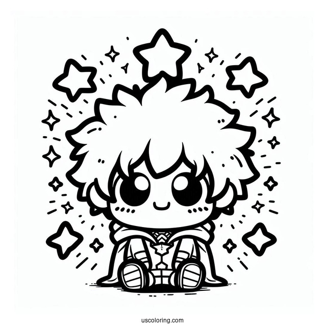 Kawaii Deku Coloring Page For Kids