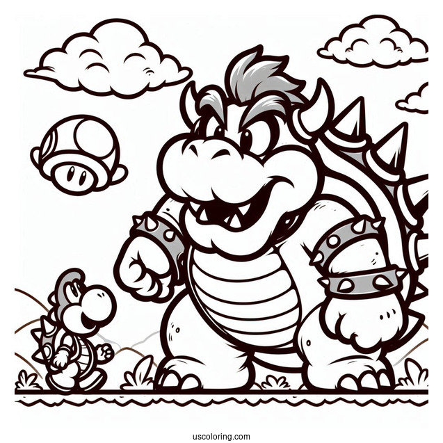 Super Mario And Bowser Coloring Sheet