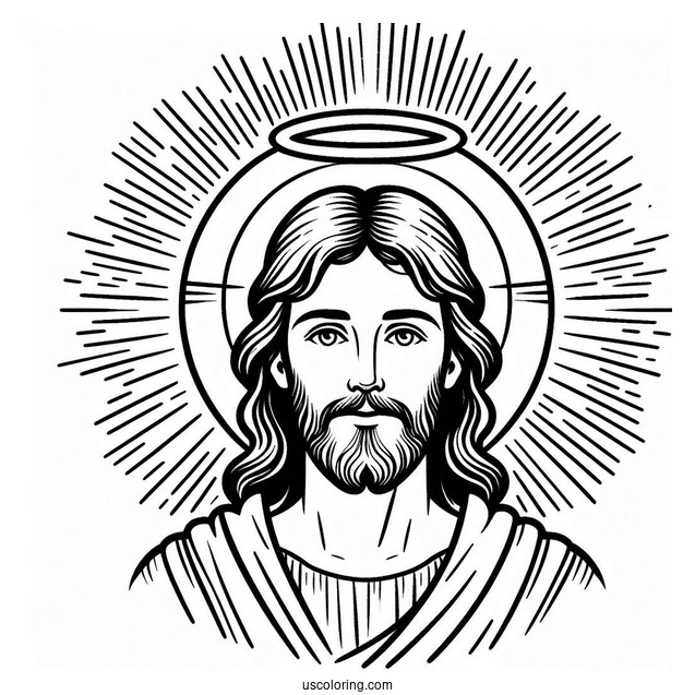 Simple Jesus Coloring Page With A Halo For Kids