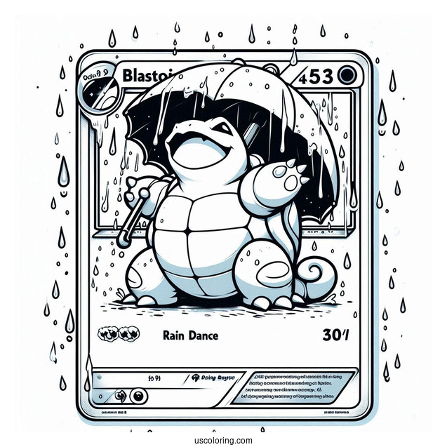 Blastoise Rain Dance Pokemon Card Coloring Page