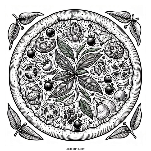 Authentic Italian Pizza Coloring Page