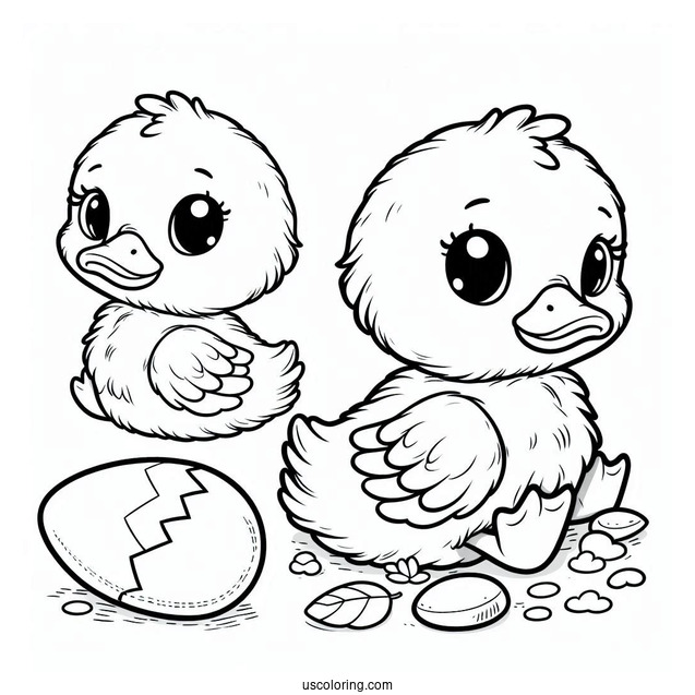 Cute Baby Duck To Color For Preschoolers