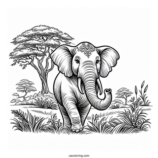 Big Indian Elephant In The Wild