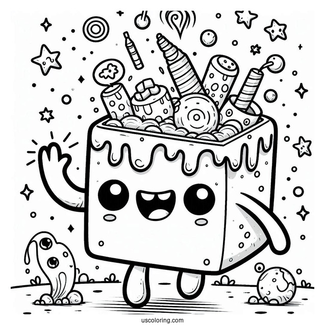 Kawaii Wubbox Waving My Singing Monsters Coloring Page