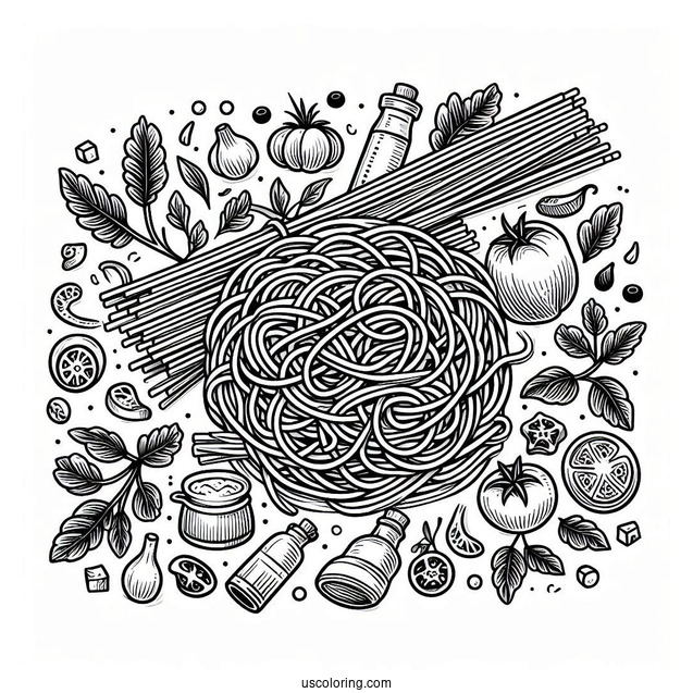 Italian Spaghetti Coloring Page