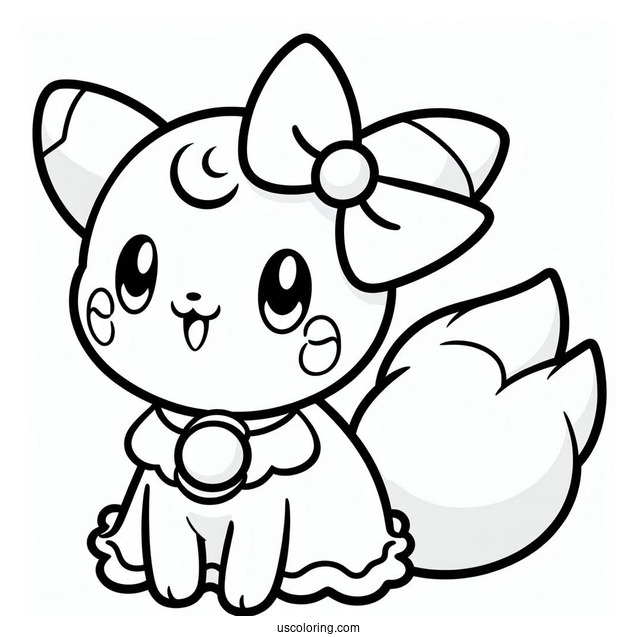 Simple Pochacco Coloring Page With Bow On Tail For Preschoolers