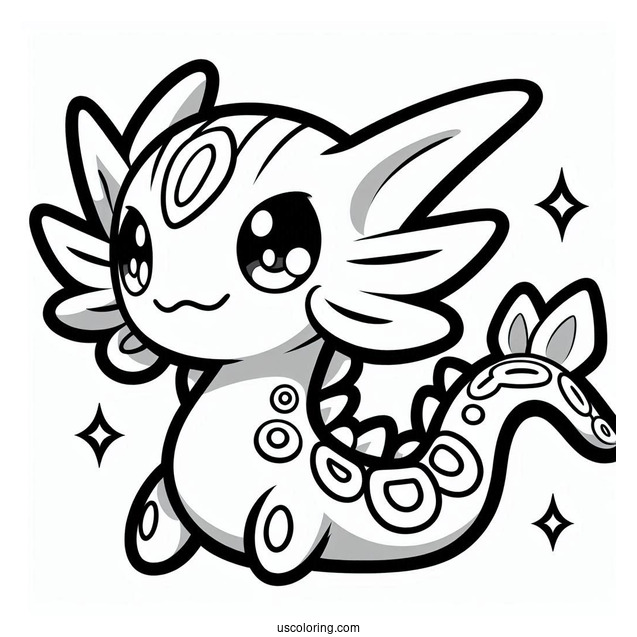 Kawaii Rayquaza Coloring Page For Kids