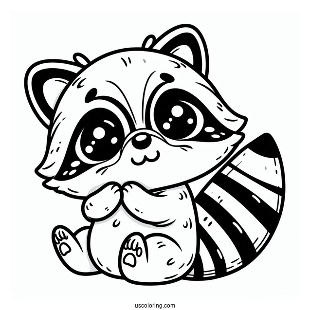 Cute Baby Raccoon Coloring Page For Preschoolers