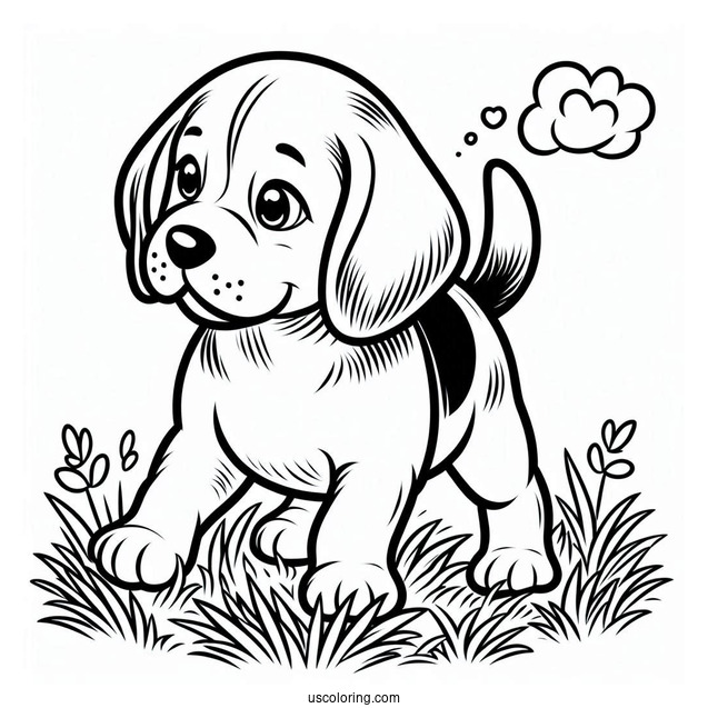 Beagle Puppy On Grass