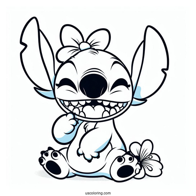 Laughing Stitch Coloring Sheet For Kids