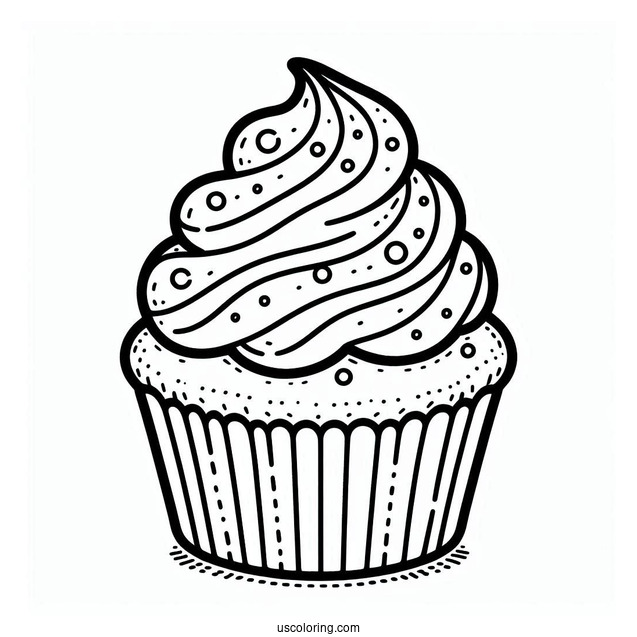 Easy Outline Of a Cupcake To Color
