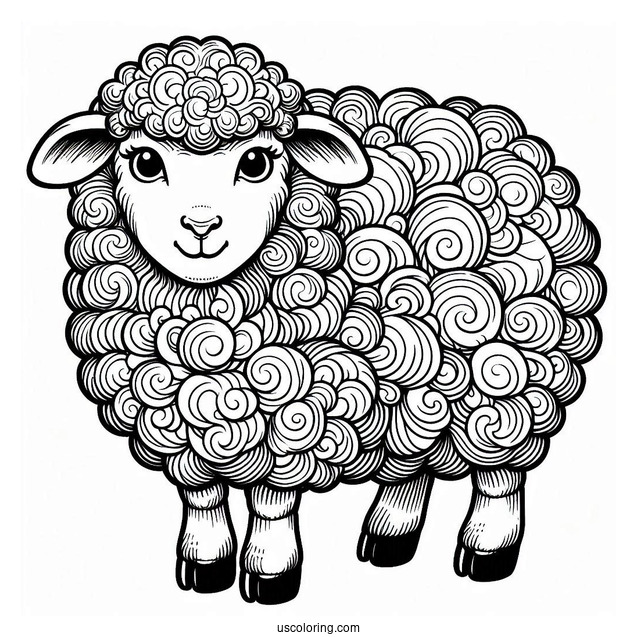 Detailed Adult Sheep Coloring Page