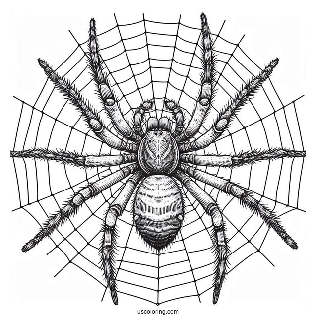 Detailed Huntsman Spider On Web To Color(1)