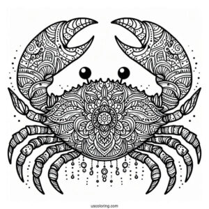 Intricate Crab Coloring Page Mandala