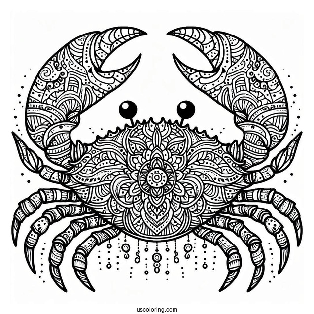 Intricate Crab Coloring Page Mandala