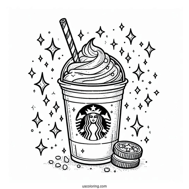 Starbucks Coloring Page Of Frappe With Starry Sparkles
