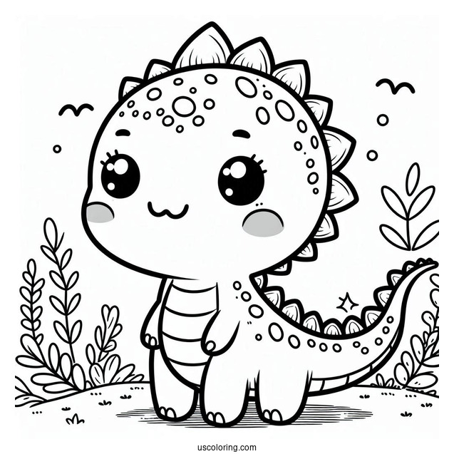 Dinosaur Coloring Page Of Kawaii Leaellynasaurus Coloring Sheet