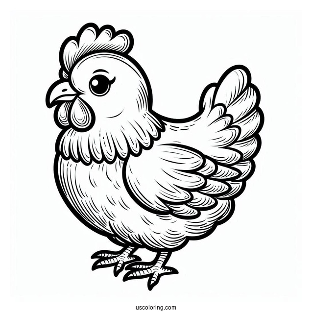 Easy Outline Of a Common Farm Chicken