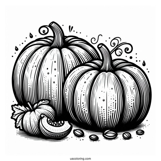 Two Different Sized Pumpkin Coloring Page