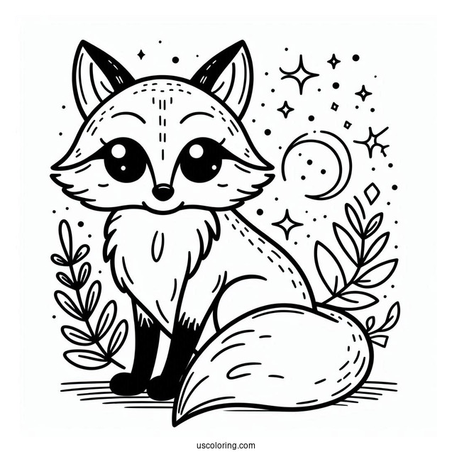Simple Fox Coloring Page For Kids