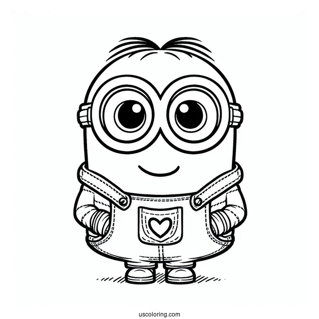 Cute Coloring Page Of Easy Minion For Preschoolers