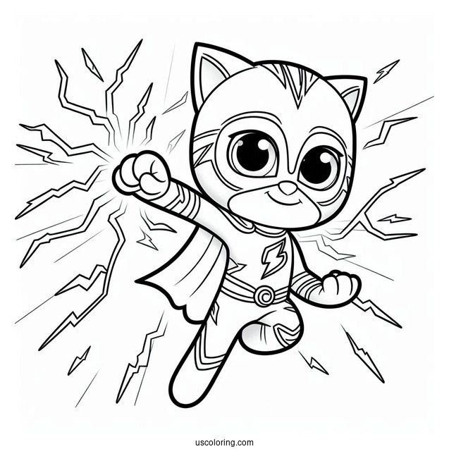 PJ Masks Coloring Page Of Catboy Using Lightning Powers