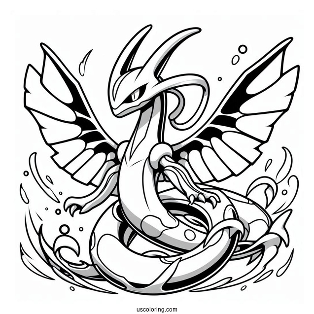 Mega Rayquaza Coloring Page In The Air