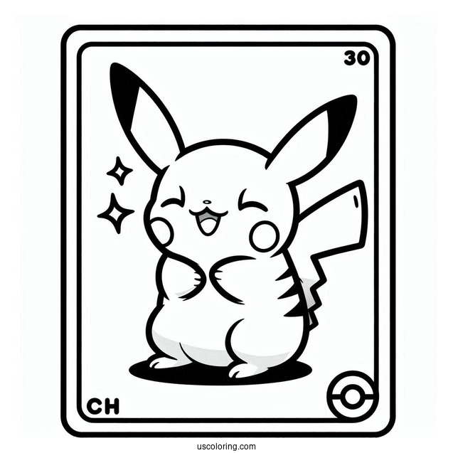 Pikachu Nuzzle Pokemon Card Coloring Page