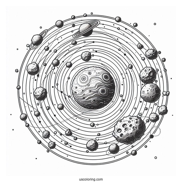 Solar System Map With Asteroid Belt Coloring Page