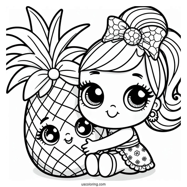 Polly Pocket Coloring Page And Lila Hugging Shani In Pineapple Costume