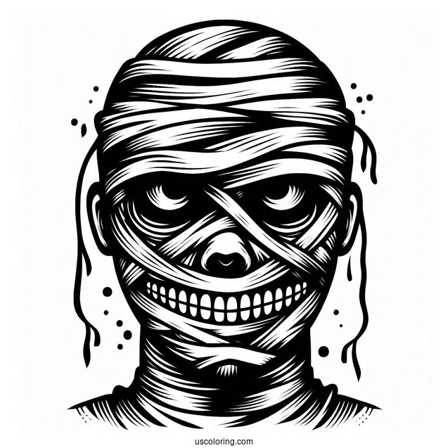 Scary Mummy Coloring Page Face