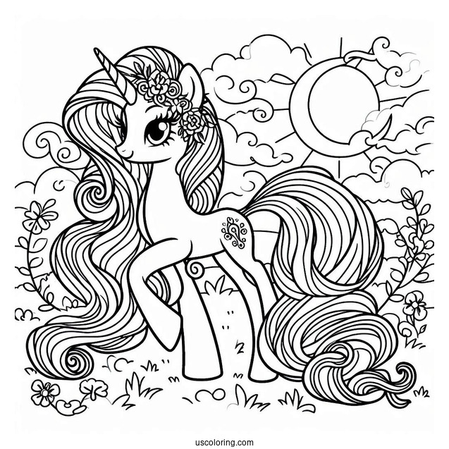 Simple Rarity Coloring Page For Kids