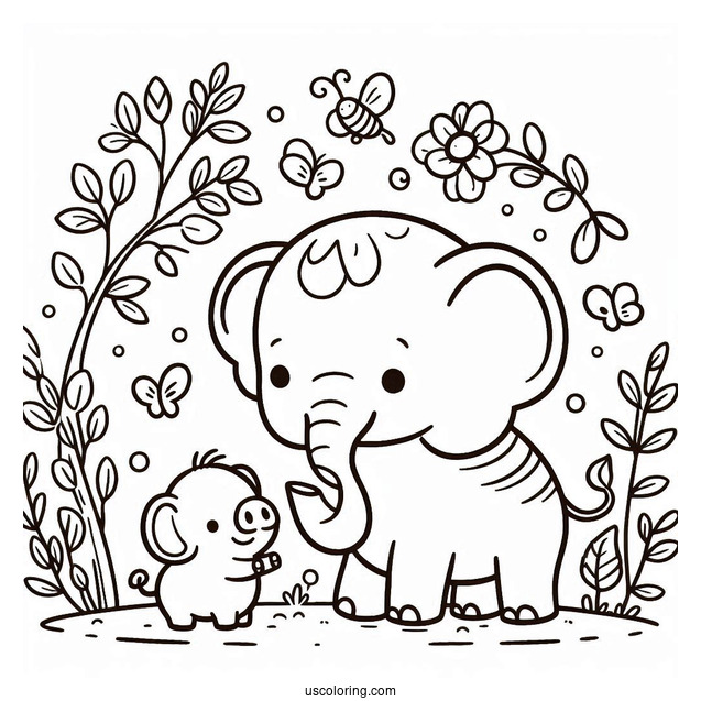 Elephant And Piggie Coloring For Preschoolers