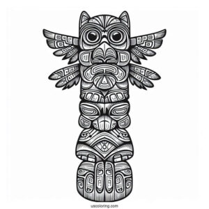 Detailed Native American Coloring Page Totem Pole
