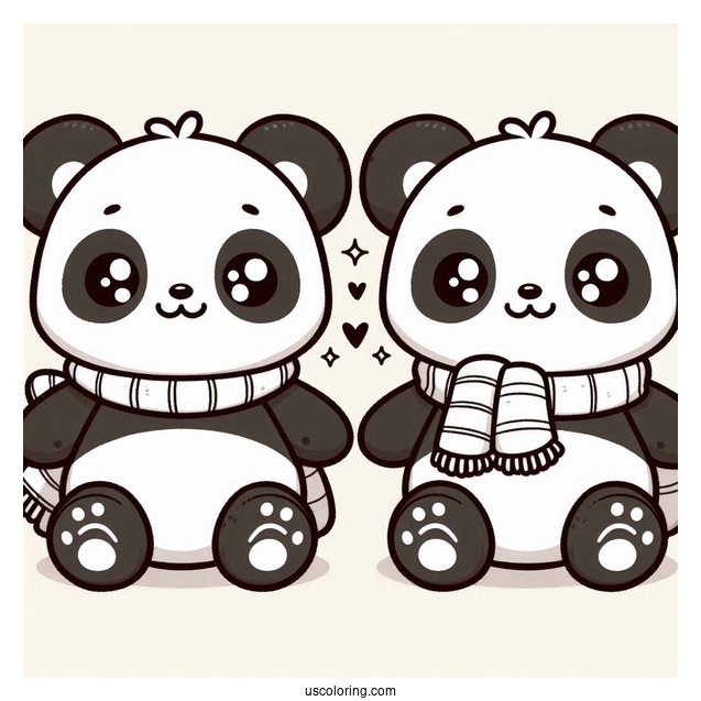 Two Cute Kawaii Pandas
