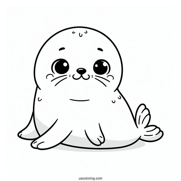 Smiling Baby Seal Coloring Page For Preschoolers