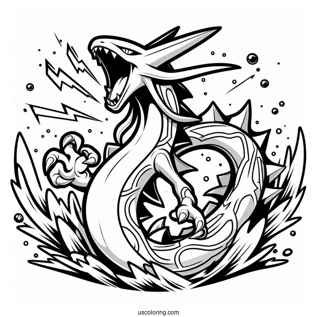 Rayquaza Coloring Page Roaring