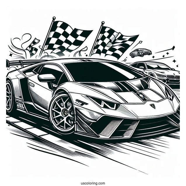 Detailed Lamborghini Race Car Coloring Page