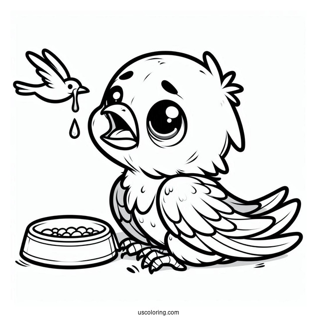 Easy Baby Raven Coloring Page Crying For Food For Preschoolers