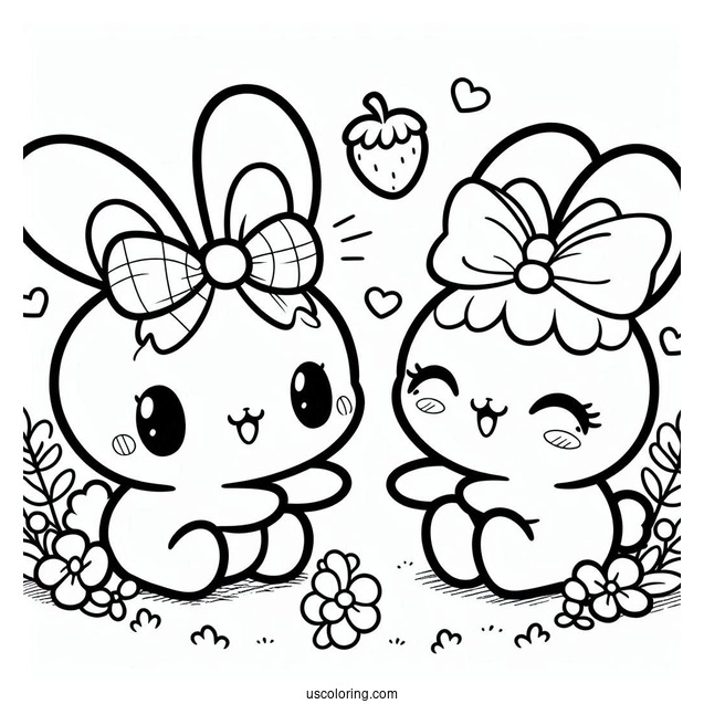 Sweet Pochacco And Pochamii Coloring Page For Kids